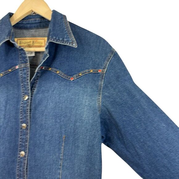 Vintage Desert Diva X-Large Sherry Holt Jean Denim Snap Dress Blue Womens - Picture 6 of 16